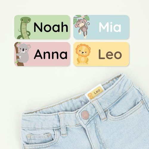 – Personalized Name Labels for Kids (180) – Waterproof & Durable Stickers for Clothing, School & Daycare Items - Exotic Animals