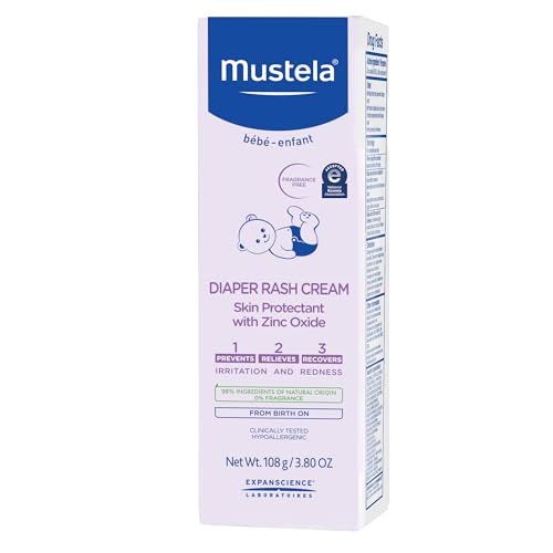 Mustela Baby Diaper Rash Cream 123 - Skin Protectant with Zinc Oxide - Fragrance Free & Paraben Free - with 98% Natural Ingredients - Various Packaging
