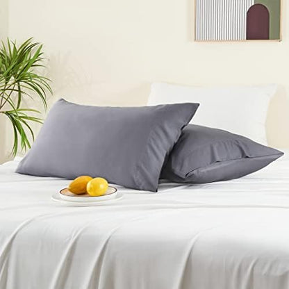 BEDELITE King Size Pillow Cases Set of 2, Rayon Derived from Bamboo, Cooling Pillow Cases for Hot Sleepers & Night Sweats, Breathable and Silky Soft Envelope Pillowcases(Grey, 20"x40")