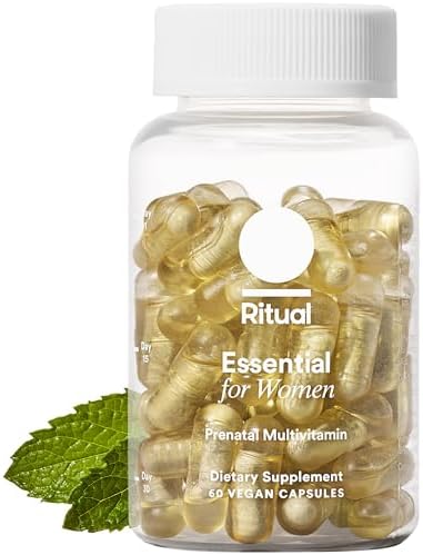 Ritual Essential for Women Prenatal Multivitamin: Folate & Choline for Neural Tube Support, Omega-3 DHA for Fetal Brain Development, Iron, Calcium-Helper D3 & K2, Non-GMO, Vegan, Mint, 30 Days