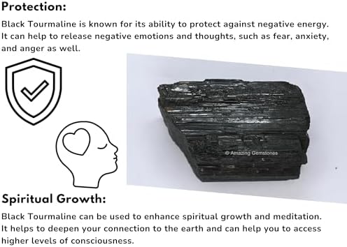 Amazing Gemstone Black Tourmaline Crystal - 1 Piece of 350-500 Grams Large - Very High Grade Black Tourmaline Crystals Rough Raw for Protection, Good Vibes Turmalina Negra Piedra Originales
