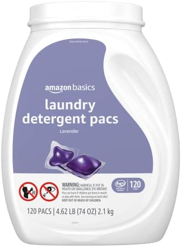 Amazon Basics Laundry Detergent Pacs, Lavender Scent, 120 Count (New Packaging)