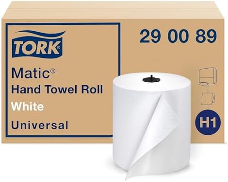Tork Matic Paper Hand Towel Roll White H1, Universal, 100% Recycled Fiber, 6 Rolls x 700 ft, 290089