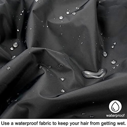 Reusable Shower Cap for Women, Large Waterproof Shower Bonnet Washable Elastic Band Bath Accessories Hair Hat for Long Hair, Braids(Black&Green)