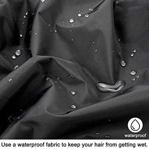 Reusable Shower Cap for Women, Large Waterproof Shower Bonnet Washable Elastic Band Bath Accessories Hair Hat for Long Hair, Braids(Black&Navy)