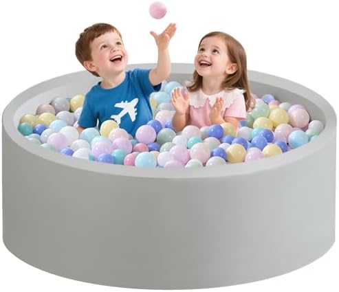 Ball Pit for Toddlers 47.24''x15.75'' Baby Ball Pit Soft Foam Ball Pits Round Lagre Kids Ball Pits Indoor and Outdoor Game Kids Play Ball Pool Ideal Gift for Children (Grey, NO Balls)