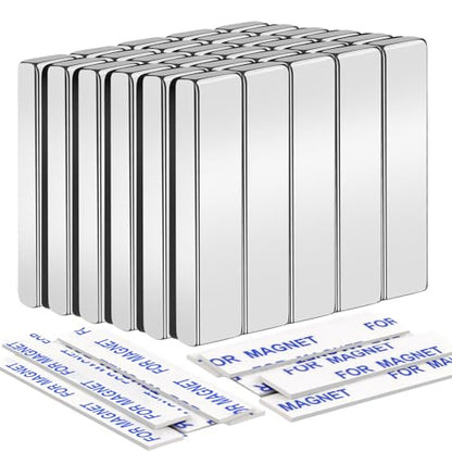 MIKEDE 30 Pcs Strong Neodymium Bar Magnets with Epoxy Coating,Waterproof Magnets with Adhesive Backing for Tool Room, Kitchen, Crafts, Whiteboard, Cabinet Doors - 1.57 x 0.39 x 0.20 in