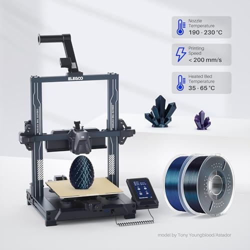 ELEGOO PLA Filament 1.75mm Galaxy Black 1KG, Shiny 3D Printer Filament Dimensional Accuracy +/- 0.02mm, 1kg Spool(2.2lbs) 3D Printing Filament for Most FDM 3D Printers