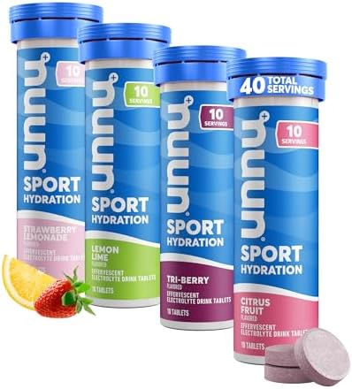 Nuun Sport Electrolyte Tablets for Proactive Hydration, Mixed Flavors, 4 Pack (40 Servings)