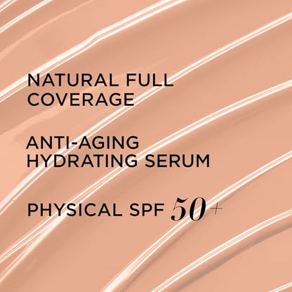 IT Cosmetics CC+ Cream - Full-Coverage Foundation With SPF 50, Color Corrector & Anti-Aging Serum, Formulated With Niacinamide & Hyaluronic Acid, Natural Finish, For All Skin Types, 1.08 fl oz