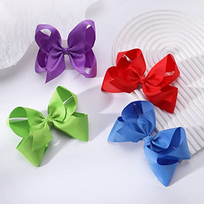 Big Hair Bows Clips for Girls Little Girl Bows Hair Clip Hair Accessories for Toddler Girls 4-6 (40pcs/6inch)