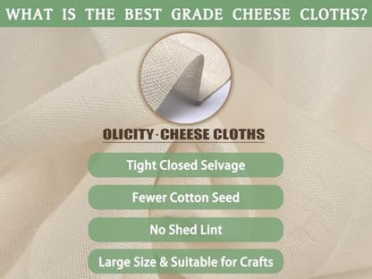 Olicity Cheese Cloth Roll,Grade 90,3x45Ft, 135 Sq Ft,Reusable Cheese Cloth Closed Edges Unbleached Cotton Cheese Cloths for Straining,Fine Mesh Muslin Bulk Cheesecloth Roll for Cooking,Crafts-15 Yards