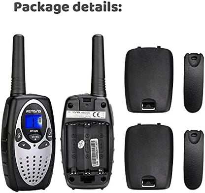 Retevis RT628 Walkie Talkies for Kids,Toy Gifts for 6-12 Year Old Boys Girls,Kid Gifts Walkie Talkie for Adults Outdoor Camping Hiking(Silvery 1 Pair)