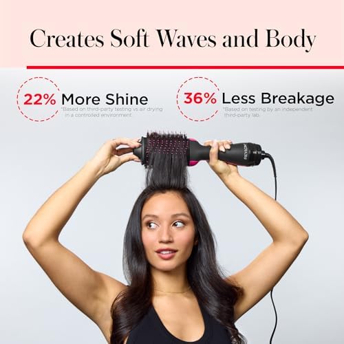 REVLON One-Step Volumizer Hair Dryer and Styler with Improved Motor – Easy Salon-Style Blowouts – Less Frizz, More Shine, and Reduced Heat Damage, for all Hair Types and Lengths (Black)