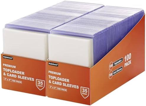 400 Card Sleeves Top Loaders for Cards, Arjiekwei 3"X4" Baseball Card Protectors Hard Plastic, Premium Toploaders Card Holder for Trading Sports Football Game Cards(200 Top Loaders + 200 Card Sleeves)