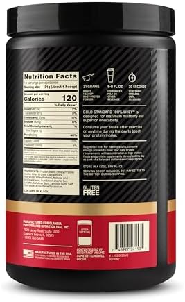 Optimum Nutrition Gold Standard 100% Whey Protein Powder, Vanilla Ice Cream, 1 Pound (Pack of 1)