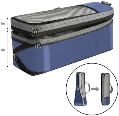 BAGAIL 4 Set/6 Set/8 Set Compression Packing Cubes Travel Accessories Expandable Packing Organizers (Half Mesh, 6-Navy)