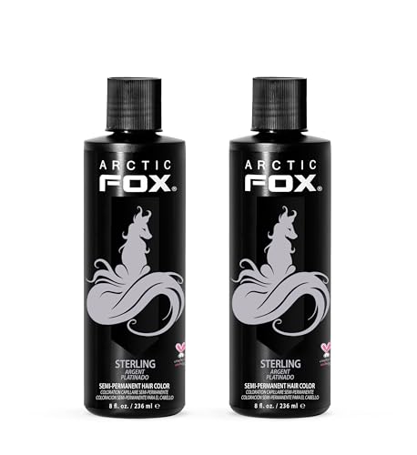 Arctic Fox Semi-Permanent Hair Dye, Vegan & Cruelty-Free, Pastel Silver Toner for Platinum Blonde, Conditioning Formula, Ammonia & Peroxide Free, STERLING, 8 Fl Oz (Pack of 2)