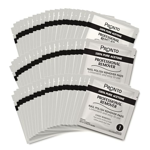 Pronto Pure Acetone Nail Polish Remover Pads, Individual 100 Pcs Nail Soak Off Pads for Gel Nail Polish, Nail Polish Remover Wipes for Quick Professional Nail Polish Removal Nail Pad For Salon & Home