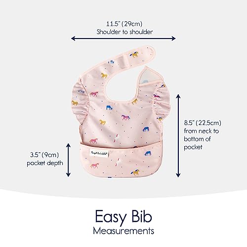 Tiny Twinkle Mess Proof Baby Bibs for Eating - Waterproof, Wipeable Bibs - Toddler Bibs - Travel Friendly - PFAS, PVC, BPA, Phthalate Free - Baby Food Bibs(3 Pack,Unicorn)