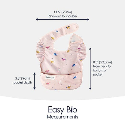 Tiny Twinkle Mess Proof Baby Bibs for Eating - Waterproof, Wipeable Bibs - Toddler Bibs - Travel Friendly - PFAS, PVC, BPA, Phthalate Free - Baby Food Bibs(3 Pack,Unicorn)
