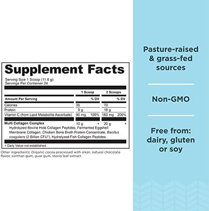 Ancient Nutrition Collagen Peptides Powder, Multi Collagen Protein, Women & Men, Vitamin C, Probiotics, Hydrolyzed Collagen, Supports Skin, Joints, Gut Health, Chocolate, 24 Servings