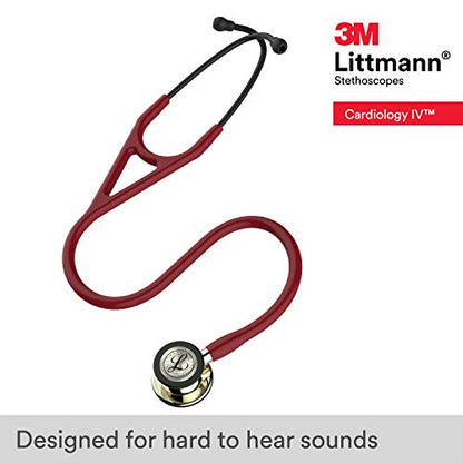 3M Littmann Cardiology IV Diagnostic Stethoscope, 6176, More Than 2X as Loud, Weighs Less, Stainless Steel Champagne-Finish Chestpiece and Stem, 27" Burgundy Tube