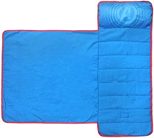 Jay Franco Marvel Super Hero Adventures Avengers Nap Mat - Built-in Pillow and Blanket Featuring Captain America - Super Soft Microfiber Kids'/Toddler/Children's Bedding, Age 3-5