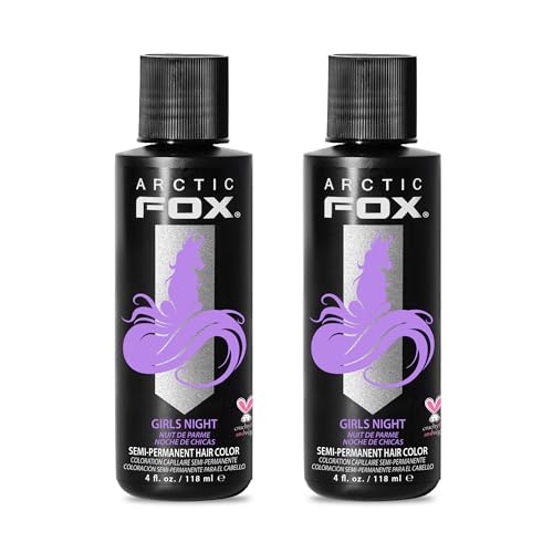 Arctic Fox Semi-Permanent Hair Dye, Vegan & Cruelty-Free, Pastel Lilac Color for Platinum Blonde Hair, Ammonia & Peroxide Free, Conditioning Formula, Girls Night, 4 Fl Oz (Pack of 2)