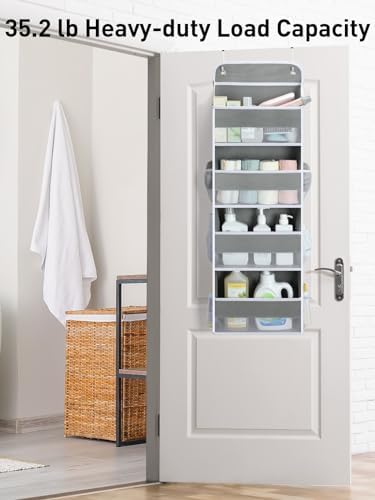 Yecaye 1 Pack Over the Door Organizer, 35.2lbs Load Toy Stuffed Animal Storage, Swing-proof Hanging Bathroom Organizers and Storage for Nursery Newborn Baby Essential Stuff Dorm Room Essentials