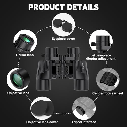 6-16x40 HD Zoom Binoculars for Adults, High Powered, Large View, BAK4 Prism, Waterproof, Clear Low Light Vision for Bird Watching,Hiking, Travel
