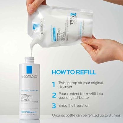 La Roche-Posay Toleriane Hydrating Gentle Face Cleanser, Hydrating Facial Cleanser With Niacinamide + Ceramides, Daily Face Wash For Dry Skin To Normal Skin, Sensitive Skin Tested, Fragrance Free