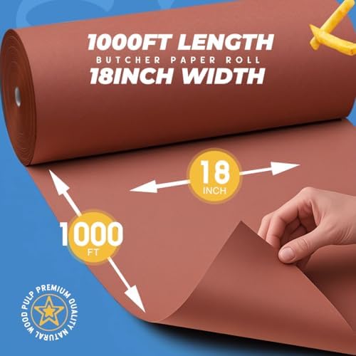 PH PERKHOMY Pink Butcher Paper Roll 18" x 12000" (1000') for Smoker BBQ Grilling Smoking Meat Unbleached Uncoated Unwaxed (Pink, 18" x 1000')