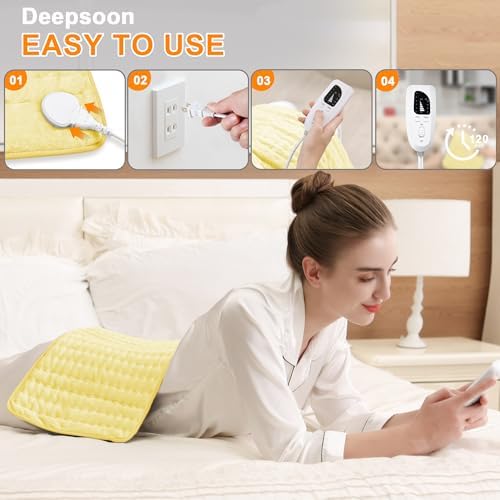 Heating Pad-Electric Heating Pads for Back,Neck,Abdomen,Moist Heated Pad for Shoulder,Knee,Hot Pad for Arms and Legs,Dry&Moist Heat & Auto Shut Off(BabyYellow, 12''×24'')