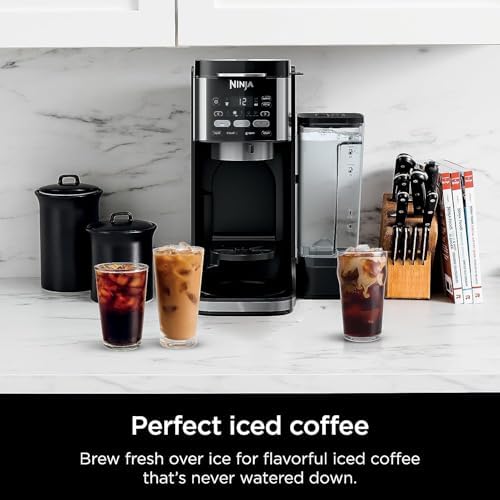 Ninja | Drip Coffee Maker | DualBrew Pro Hot & Iced Coffee | Compatible with K-Cup Pods | 3 Brew Styles (Classic, Rich, & Iced) | 60oz Removable Reservoir & Dishwasher Safe | Black | 12-Cup (Renewed)