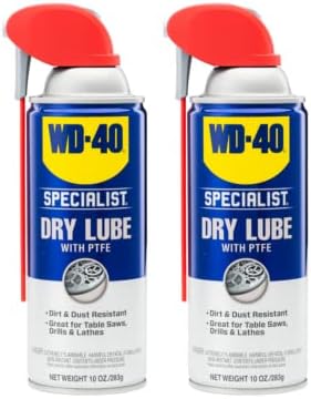 WD-40 Specialist Dry Lube with Smart Straw, Lubricant for Corrosion Protection on Table Saws, Drills and Lathes, Industrial Strength Friction-Reducing Formula, 10 Oz., Twin Pack