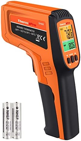 ThermoPro TP450 Dual Laser Temperature Gun for Cooking, Digital Infrared Thermometer for Pizza Oven Grill, Laser Thermometer Gun with Adjustable Emissivity Temp Gun -58℉to 1022℉(Not for Human)