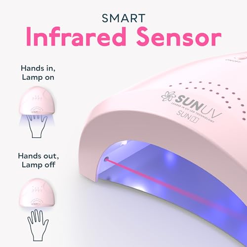 SUNUV UV Light for Gel Nails, UV Dryer for Gel Polish with 3 Timer Settings Professional LED Nail Lamp Art Tools Auto Sensor SUNone Pink