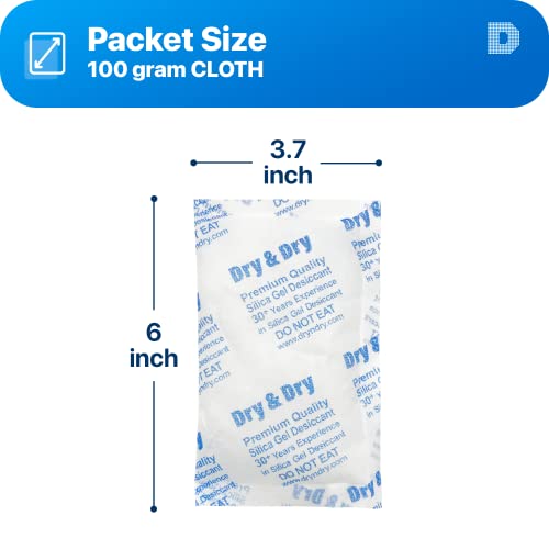 Dry & Dry 100 Gram [200 Packets] Silica Gel Packets Desiccants, Silica Packets - Rechargeable Silica Gel Packs, Desiccants Packets, Silica Gel