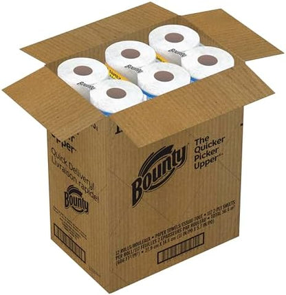 Bounty Quick-Size Paper Towels, White, 12 Family Rolls = 30 Regular Rolls