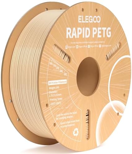 ELEGOO Rapid PETG Filament 1.75mm Beige 1KG, High Speed 30-600mm/s 3D Printer Filament Dimensional Accuracy +/- 0.02 mm, 1kg Cardboard Spool(2.2lbs) Fits for Most FDM 3D Printers