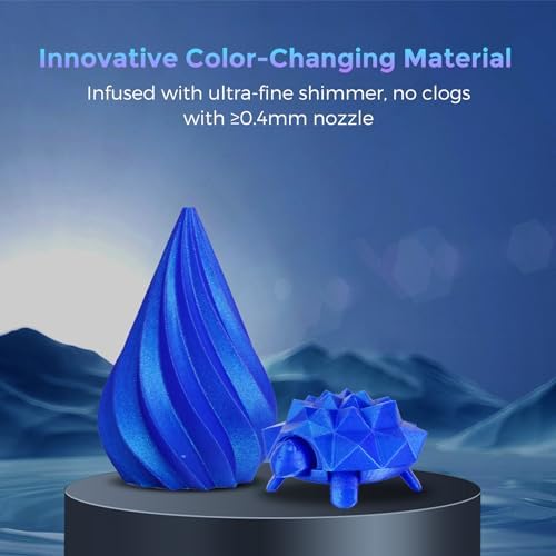 FLASHFORGE PLA Filament 1.75mm +/- 0.02mm Skydiver Blue, Color Changeable 3D Printer Filament 1kg (2.2lbs), Chameleon 3D Printing Filament Changing Colors with Light, Perfectly Hide The Layer Line