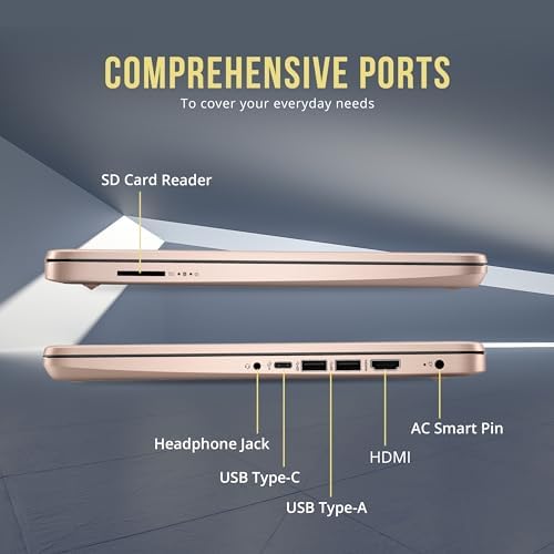 HP Stream 14" HD BrightView Laptop, Intel Celeron N4120, 16GB RAM, 416GB Storage (128GB eMMC + 288GB Docking Station Set), Intel UHD Graphics, 720p Camera, Wi-Fi, 1 Year Office 365, Win 11 S, Gold