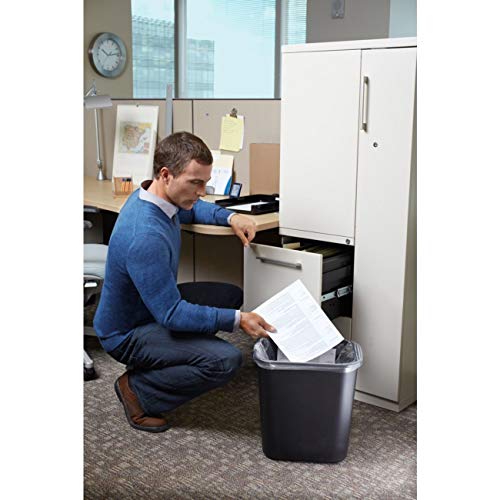 Rubbermaid Commercial Products Wastebasket/Trash Can, 7-Gallon/28-Quart, Black, Plastic, for Bedroom/Bathroom/Office, Fits Under Desk/Sink/Cabinet, Pack of 4