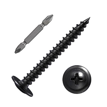 (100 pcs) Wensilon #10×2" Black Phillips Truss Head Wood Screws Quick Metal Self Tapping