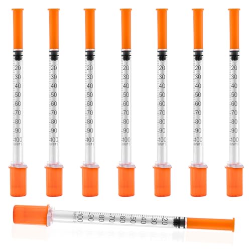 U-100 1ml Syringe with Needle, 31G 1/4" 6mm 1cc Syringes, Disposable Individual Package, Pack of 100