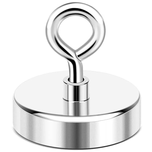 DIYMAG Super Strong Neodymium Fishing Magnets, 500 lbs(227 KG) Pulling Force Rare Earth Magnet with Countersunk Hole Eyebolt for Retrieving in River and Magnetic Fishing,Diameter 2.36 inch(60 mm)