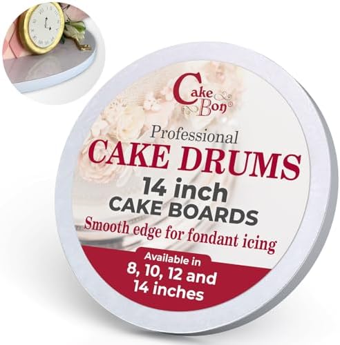Cakebon Cake Boards - Sturdy 1/2 Thick Drums - 14 Inch Professional Smooth Straight Edges White 3-Pack