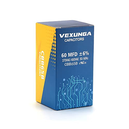 60uF 60 MFD 370VAC 440VAC 450VAC 50/60Hz CBB65 CBB65B Run Start Capacitor for AC Unit Fan Motor Start or Pool Pump or Air Condenser Straight Cool