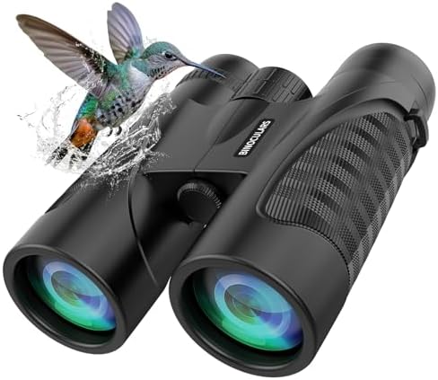 Binoculars 12x42 for Adults and Kids Night Vision Binoculars Compact Binocular Large Eyepiece Waterproof Binocular Wide Field of View for Bird Watching,Hiking,Hunting,Concert with Carrying Bag